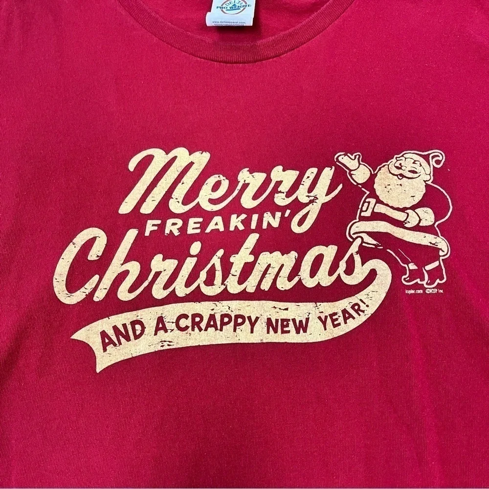 MERRY Christmas T Shirt XL Funny Happy New Year Red
